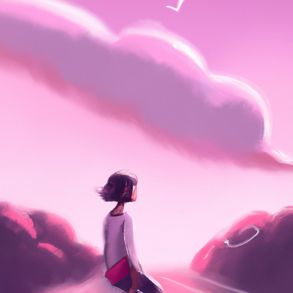 Imagem de capa do post "Sonhar com Céu Rosa: Descubra o Significado desse Sonho!" com um desenho digital