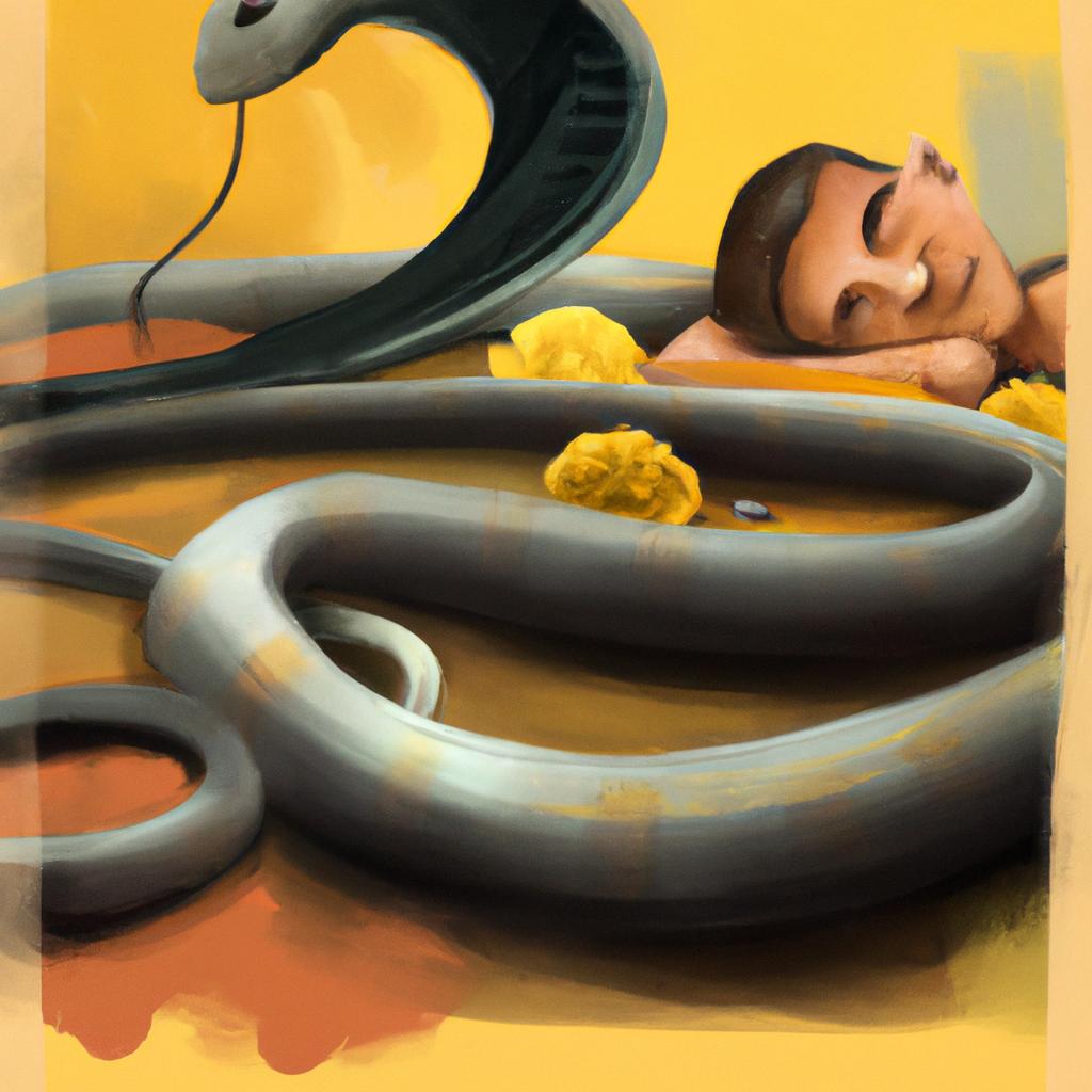 Imagem de capa do post "Descubra o Significado de Sonhar com Cobra Amarela e Preta!" com um desenho digital