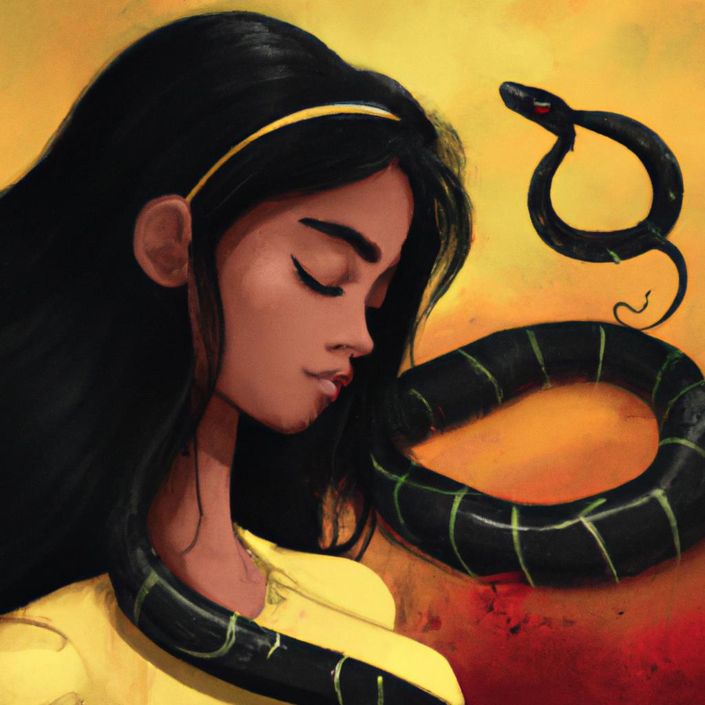 Imagem de capa do post "Descubra o Significado do sonhar com Cobra Amarela e Preta!" com um desenho digital
