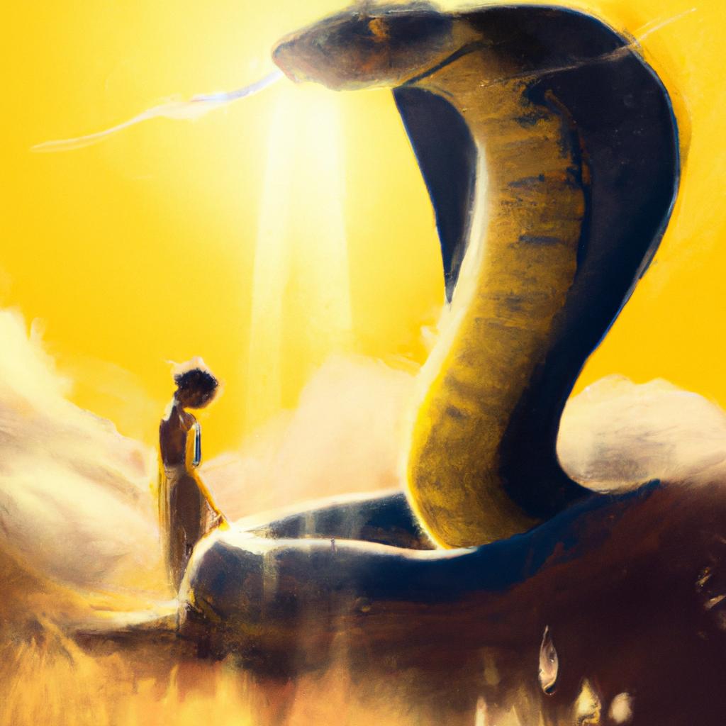Imagem de capa do post "Sonhar com Cobra Amarela: O Que Significa?" com um desenho digital