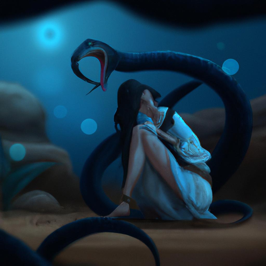 Imagem de capa do post "Significado de Sonhar com Cobra Azul Picando: Descubra o que significa!" com um desenho digital
