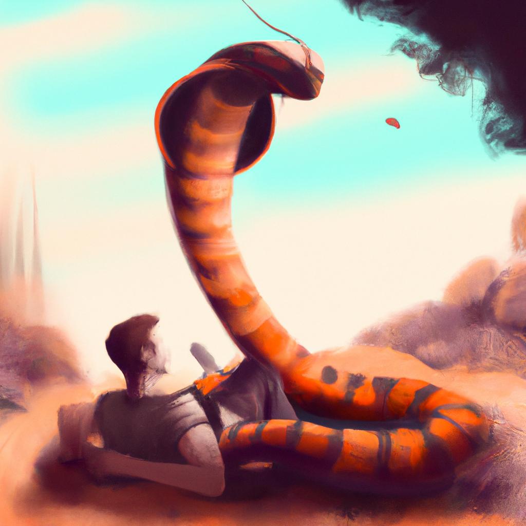 Imagem de capa do post "Descubra o Significado de Sonhar com Cobra Brigando!" com um desenho digital