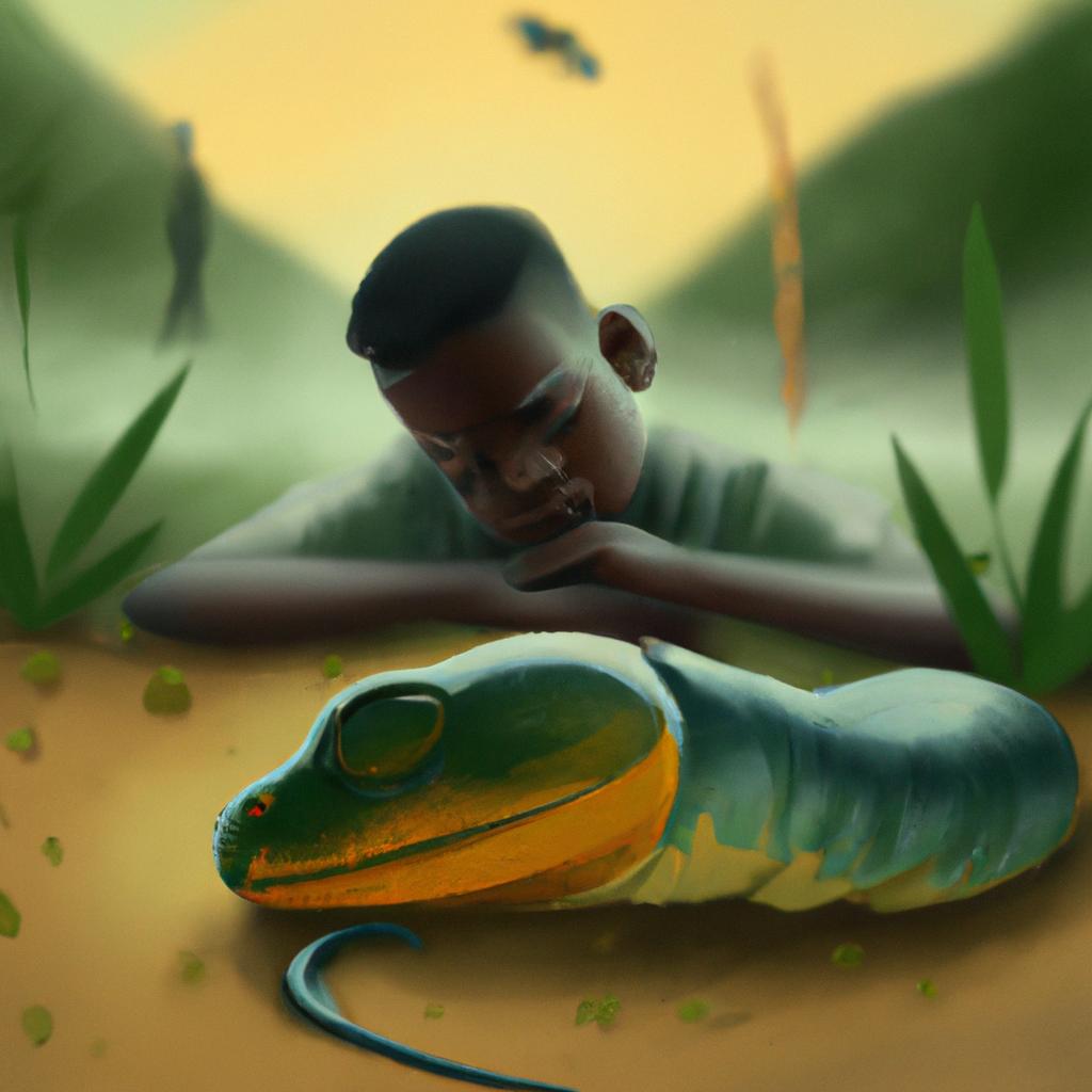 Imagem de capa do post "Descubra o Significado de Sonhar com Cobra Comendo Sapo!" com um desenho digital