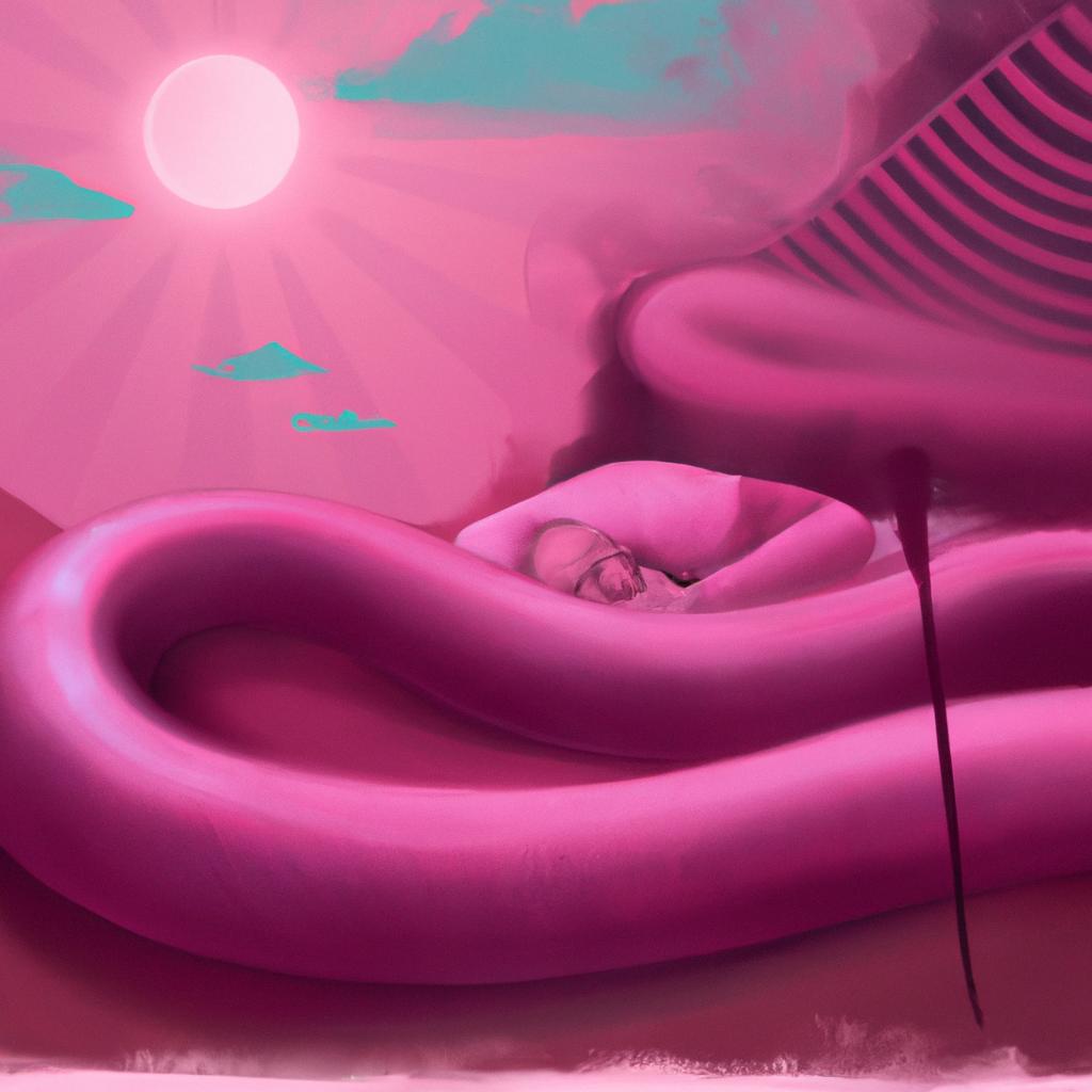 Imagem de capa do post "Sonhar com Cobra Cor de Rosa: Descubra seu Significado!" com um desenho digital