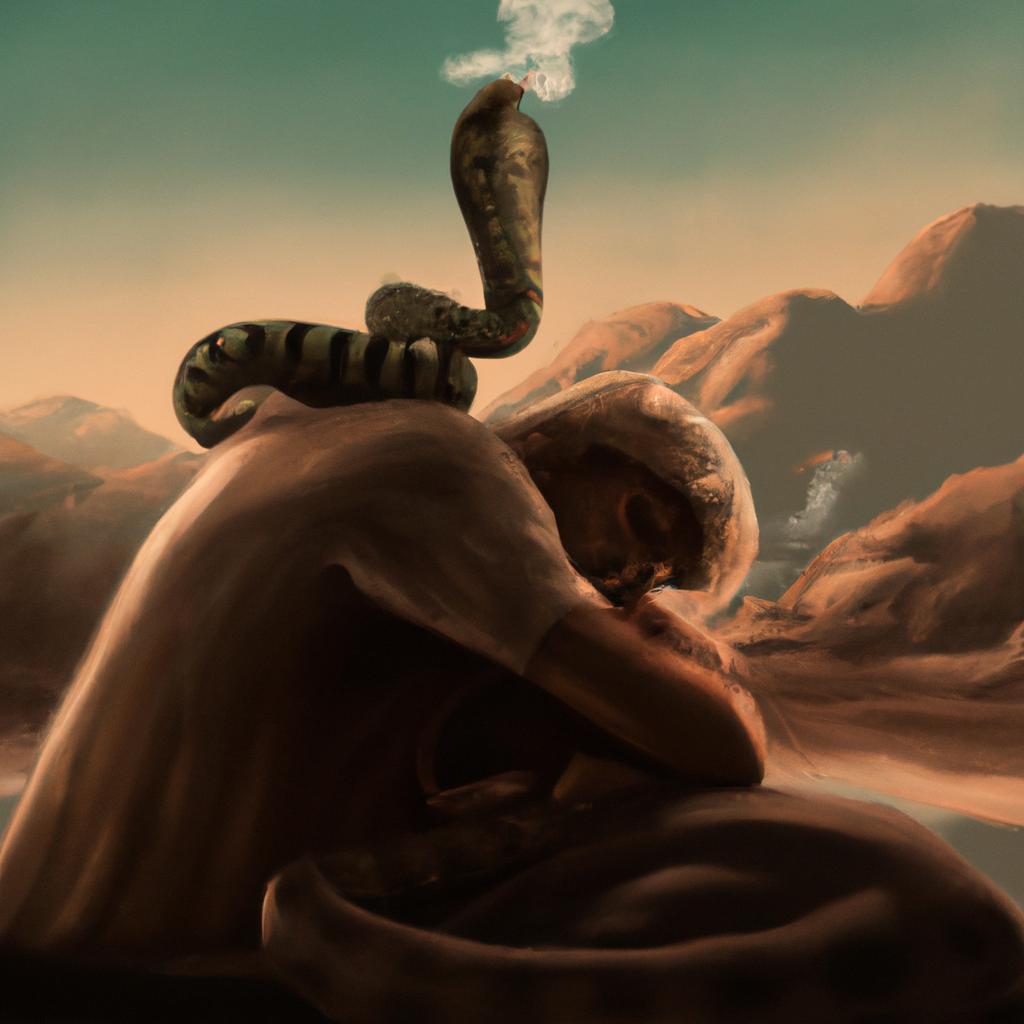 Imagem de capa do post "Sonhar com Cobra e Cachorro: Descubra o Significado!" com um desenho digital