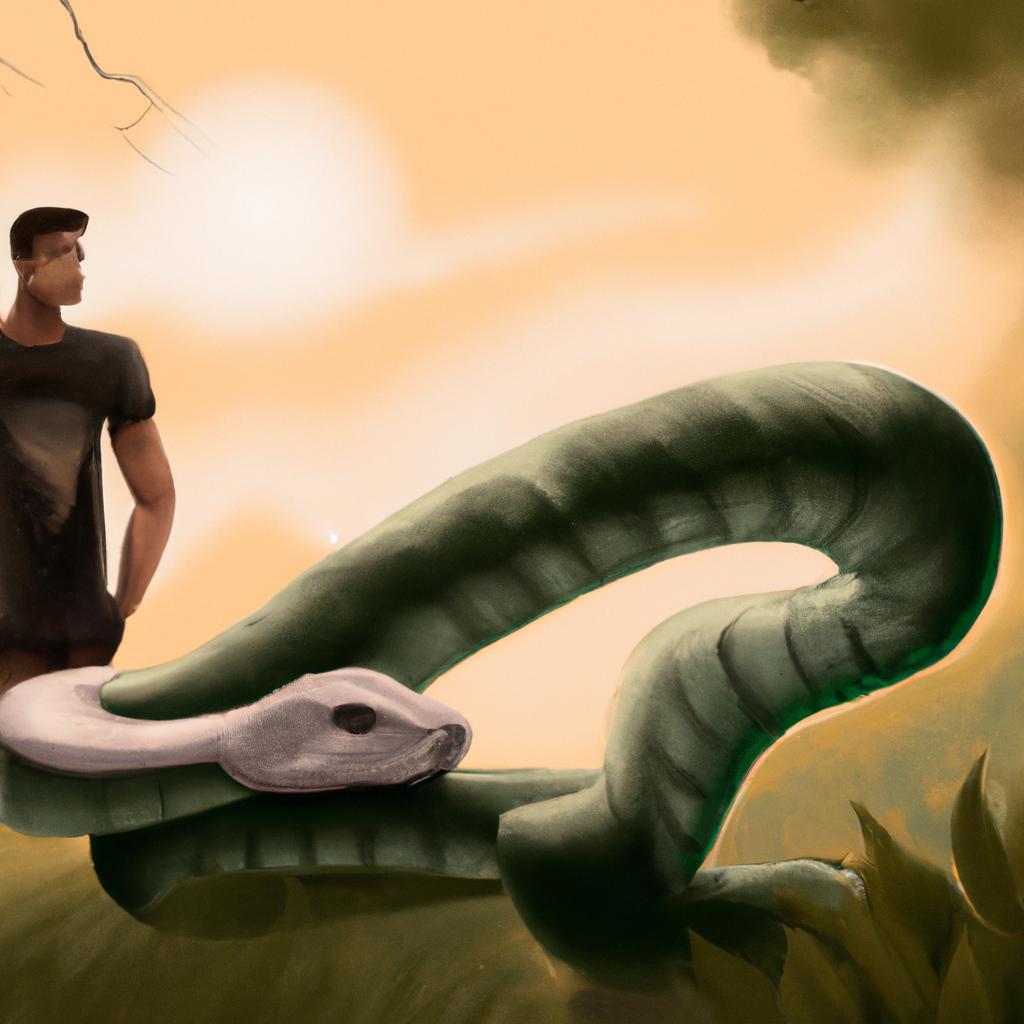 Imagem de capa do post "Sonhar com Cobra Engolindo Cachorro: O que Significa?" com um desenho digital