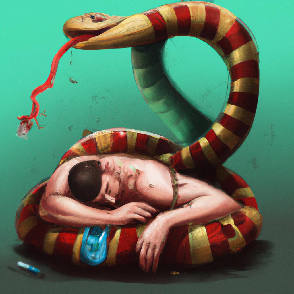 Imagem de capa do post "Descubra o Significado de Sonhar com Cobra Enrolada Dormindo!" com um desenho digital