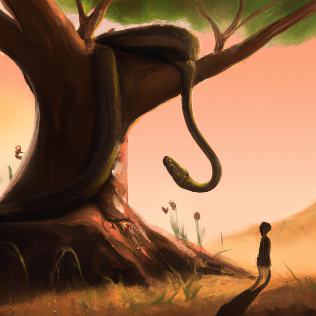 Imagem de capa do post "Sonhar com Cobra na Árvore: Descubra o Significado Secreto!" com um desenho digital