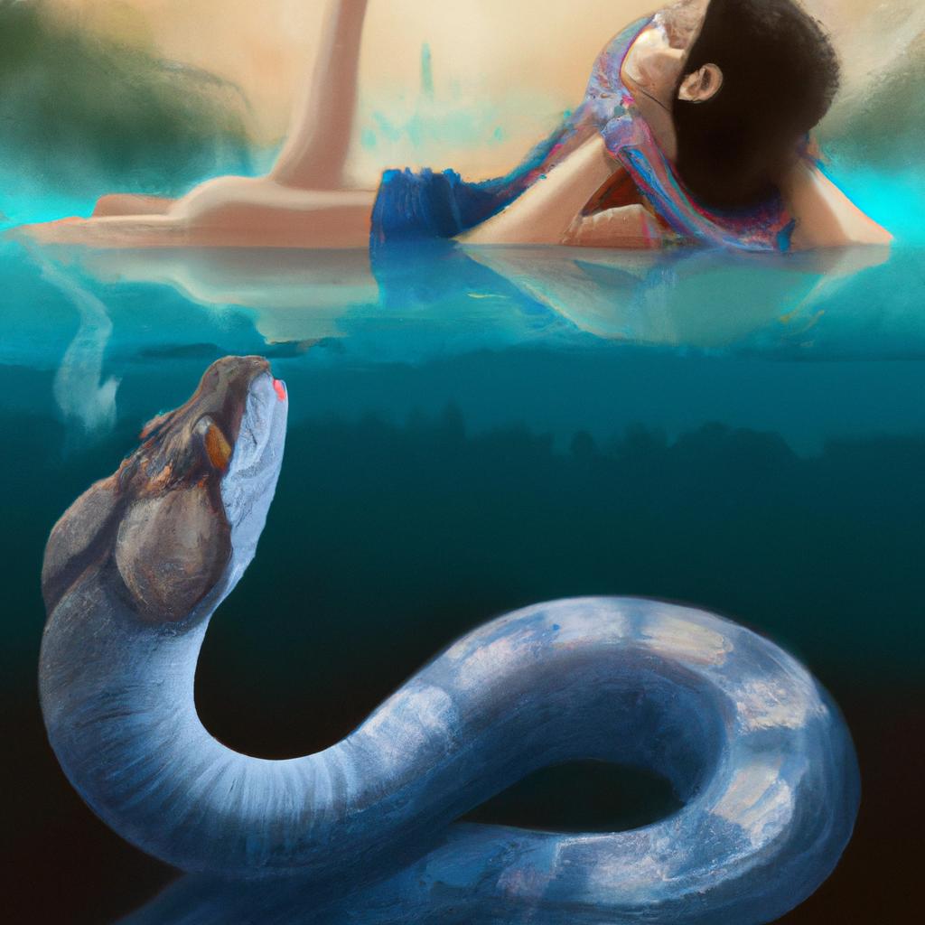 Imagem de capa do post "Descubra o Significado de Sonhar com Cobra Nadando!" com um desenho digital