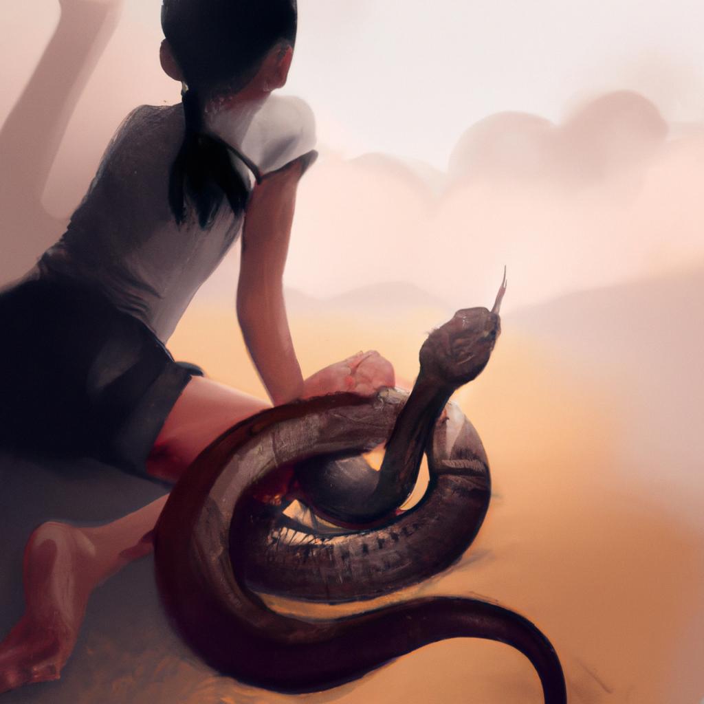 Imagem de capa do post "Sonhar com Cobra Partida ao Meio Viva: Significados Surpreendentes!" com um desenho digital