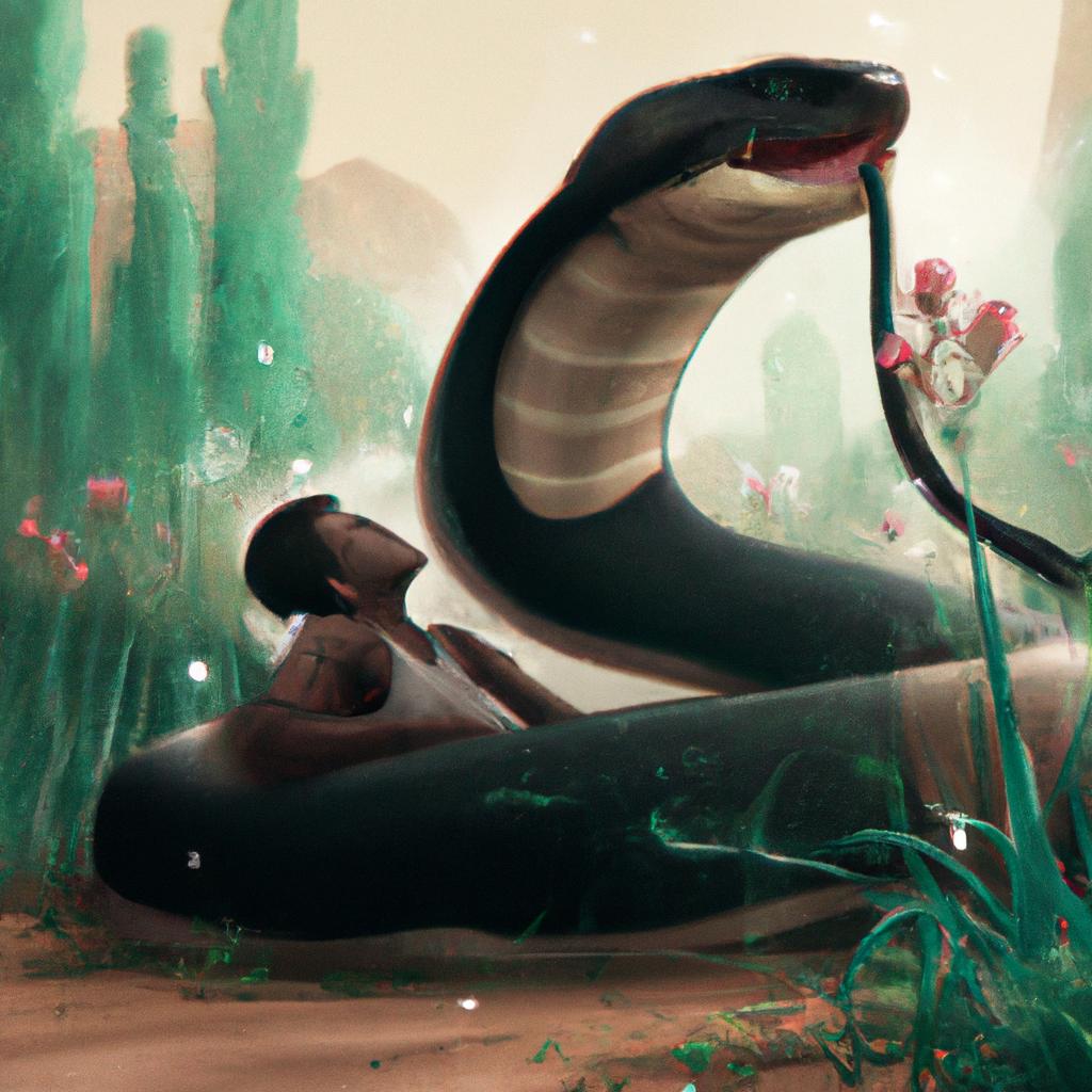 Imagem de capa do post "Descubra o Significado da Visão de Cobra Picando Seu Pescoço!" com um desenho digital