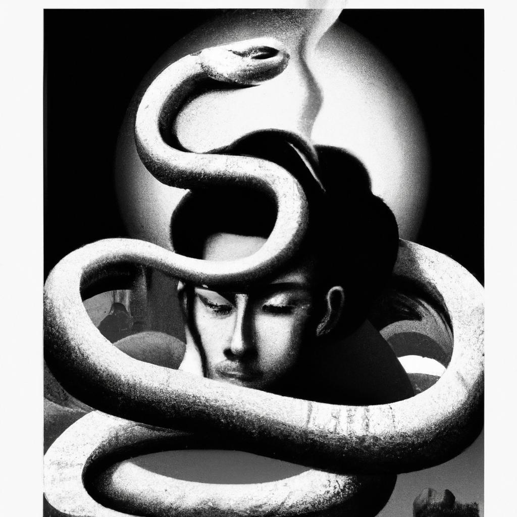 Imagem de capa do post "Descubra o Significado do Sonho com Cobra Preto e Branco!" com um desenho digital