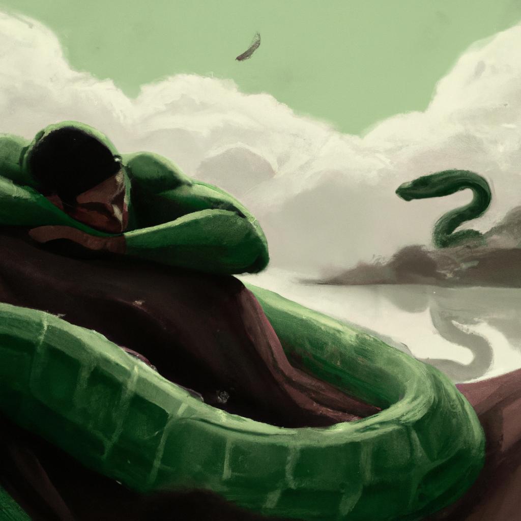 Imagem de capa do post "Descubra o Significado de Sonhar com Cobra Verde Escuro!" com um desenho digital