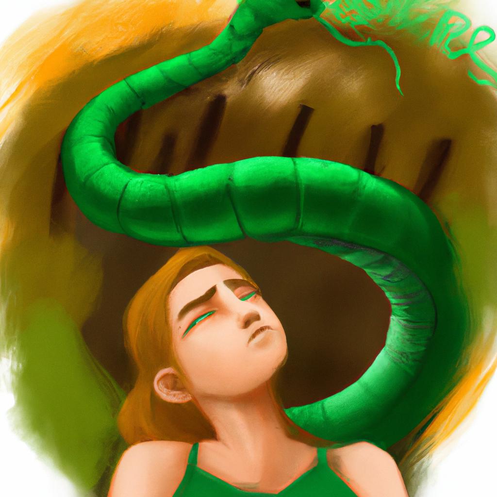 Imagem de capa do post "Descubra o Que Significa Sonhar com Cobra Verde!" com um desenho digital