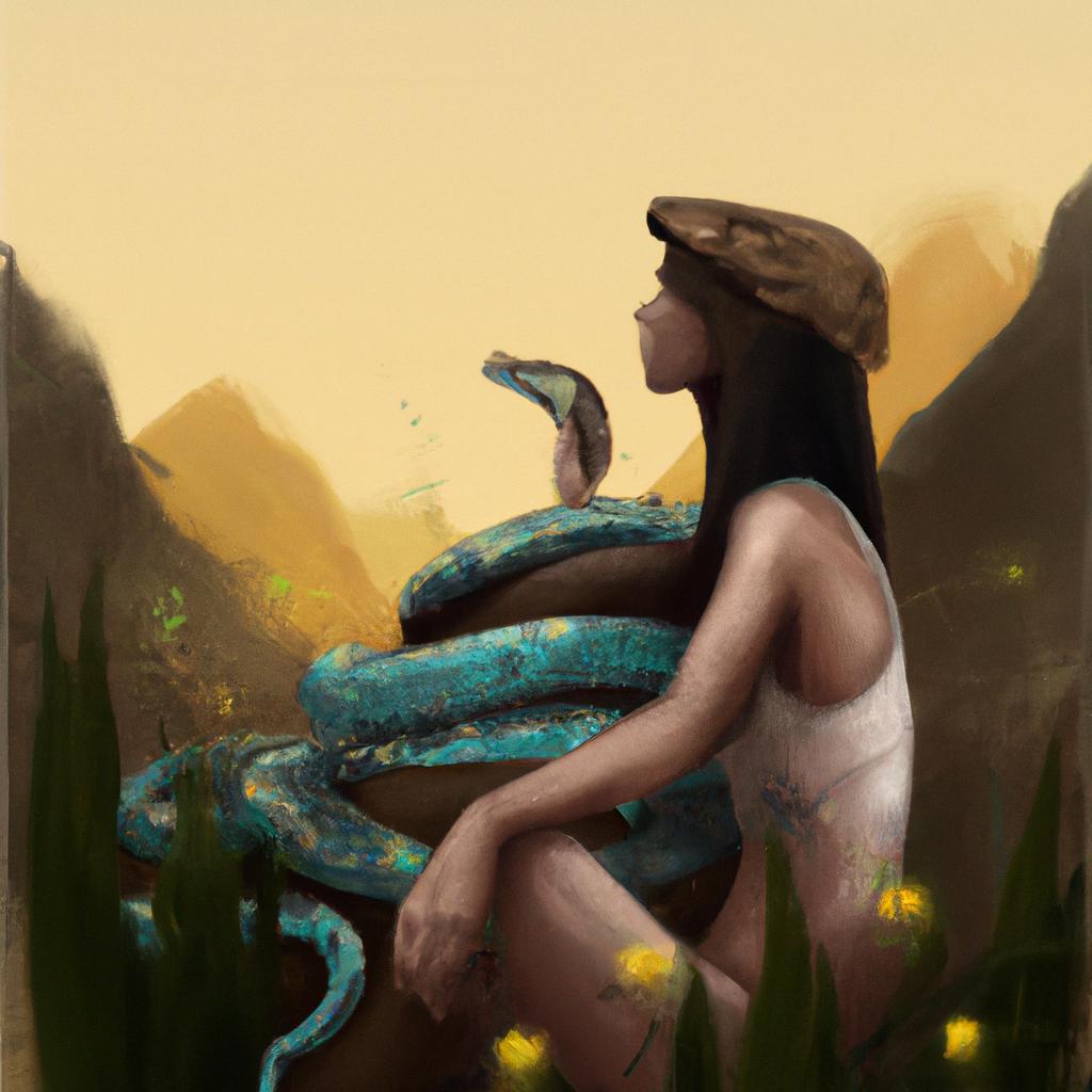 Imagem de capa do post "Descubra o Significado de Sonhar com Cobras Grandes e Pequenas!" com um desenho digital