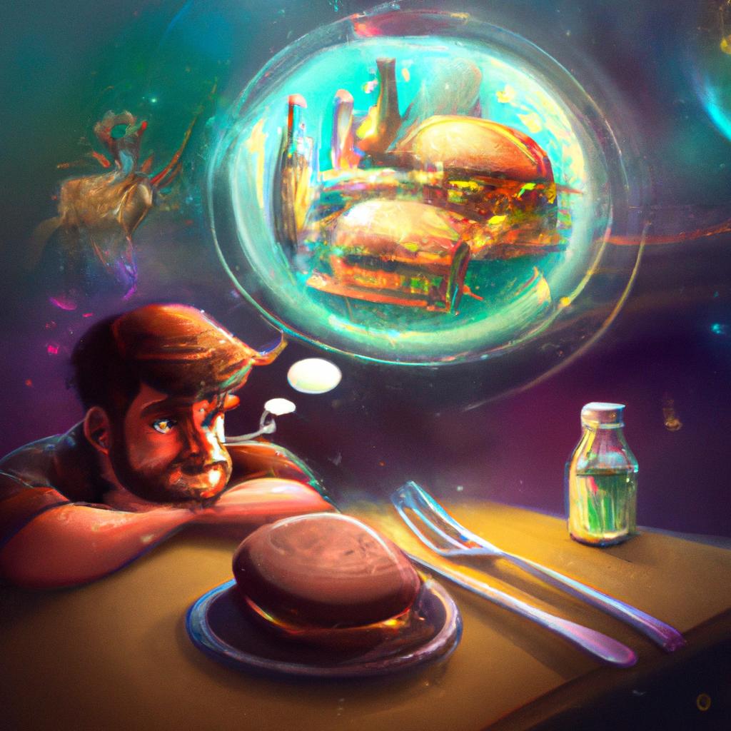 Imagem de capa do post "Sonhar com Comidas: Entenda o Significado de Seus Devaneios!" com um desenho digital