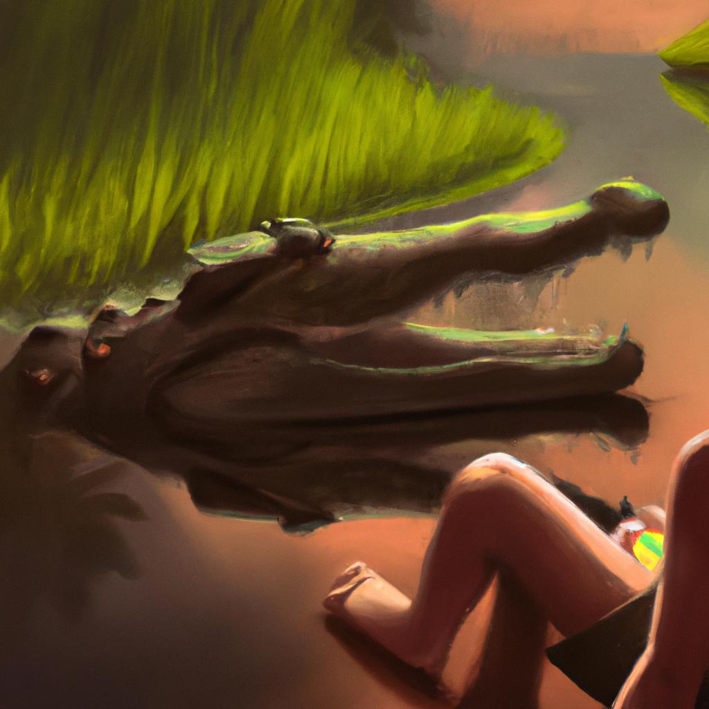 Imagem de capa do post "Descubra o Significado de Sonhar com Crocodilo Atacando!" com um desenho digital