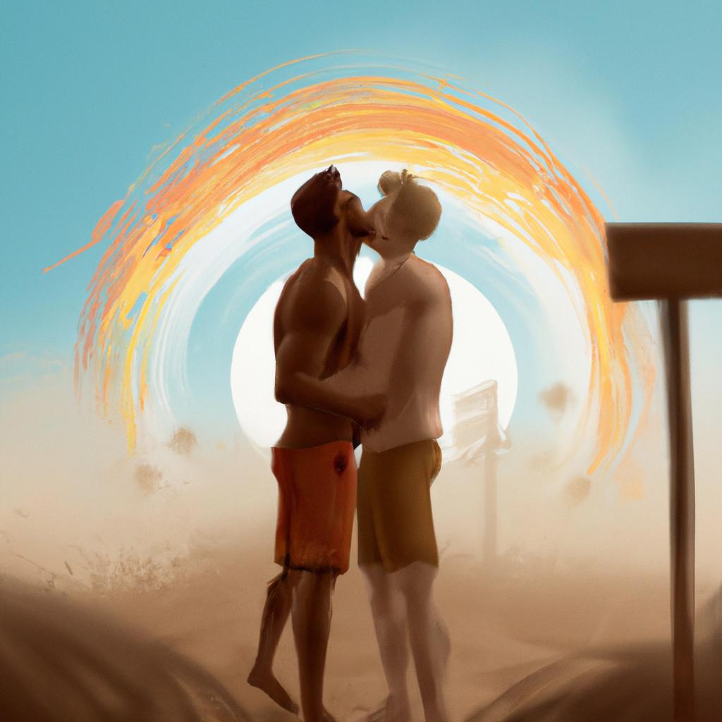 Imagem de capa do post "Descubra o Significado de Sonhar com Dois Homens se Beijando!" com um desenho digital