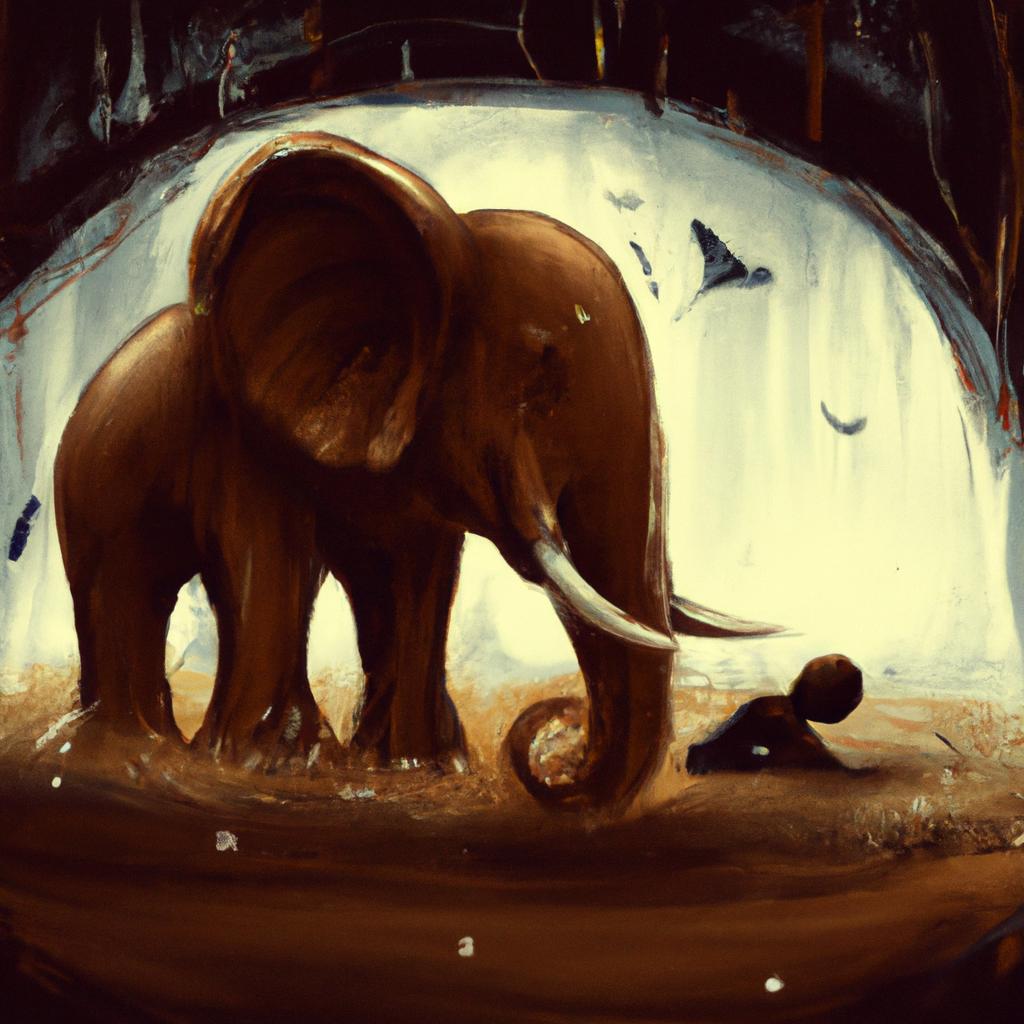 Imagem de capa do post "Descubra o Significado de Sonhar com Elefante Marrom!" com um desenho digital