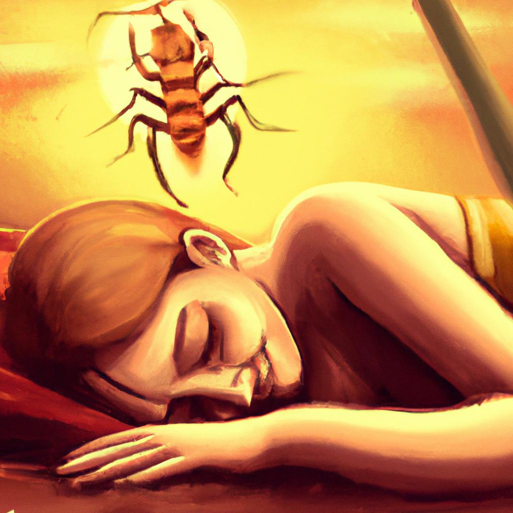 Imagem de capa do post "Descubra o Significado de Sonhar com Escorpião Amarelo Me Picando!" com um desenho digital