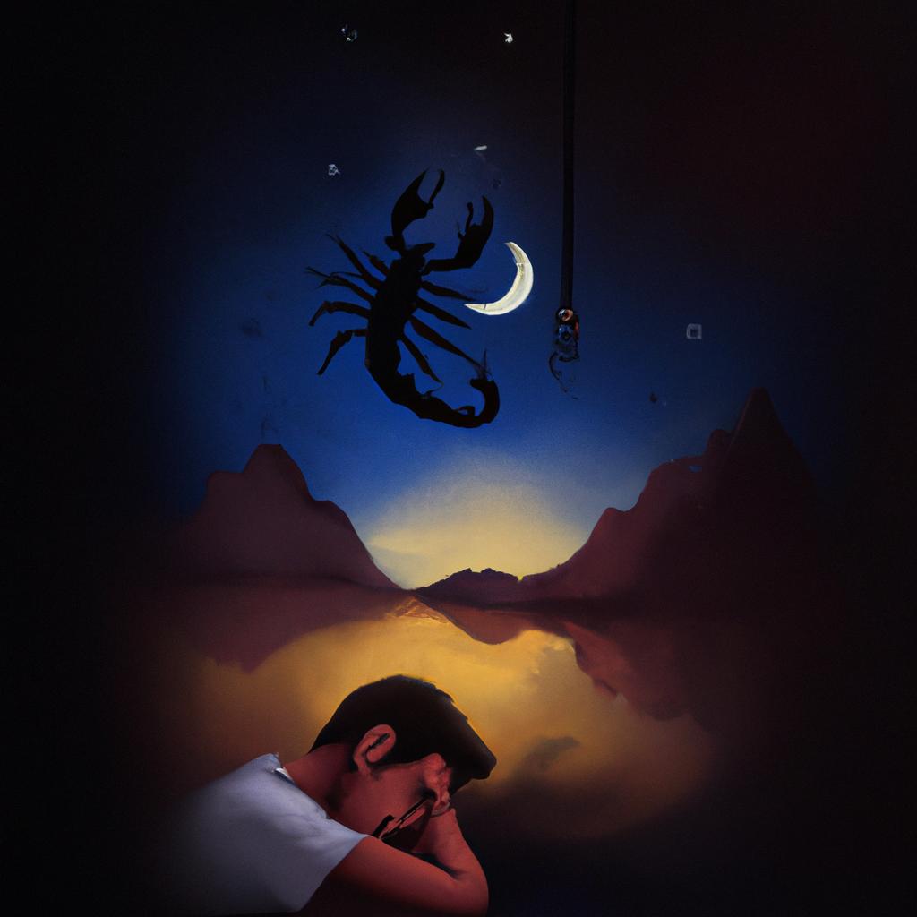 Imagem de capa do post "Descubra o Significado de Sonhar com Escorpião Preto Picando!" com um desenho digital