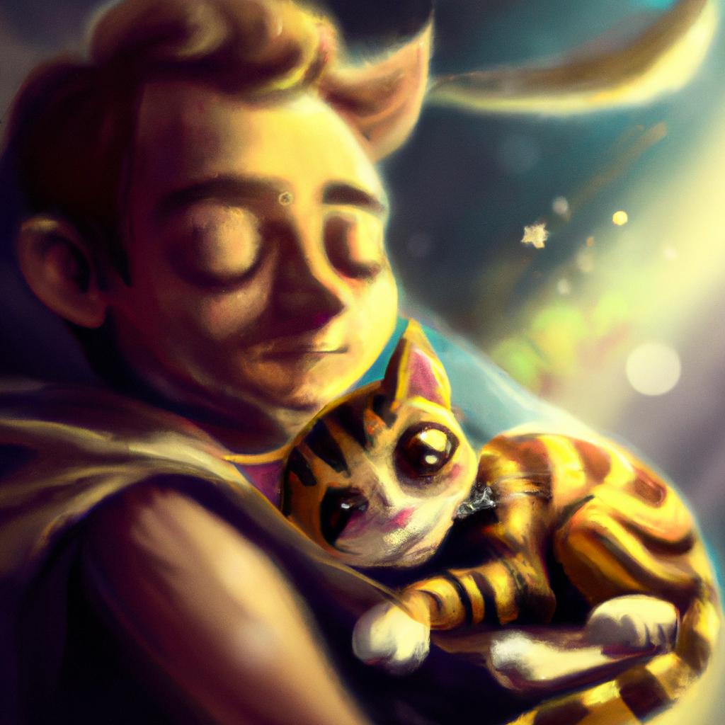 Imagem de capa do post "Descubra o Significado de Sonhar com Filhote de Gato Rajado!" com um desenho digital