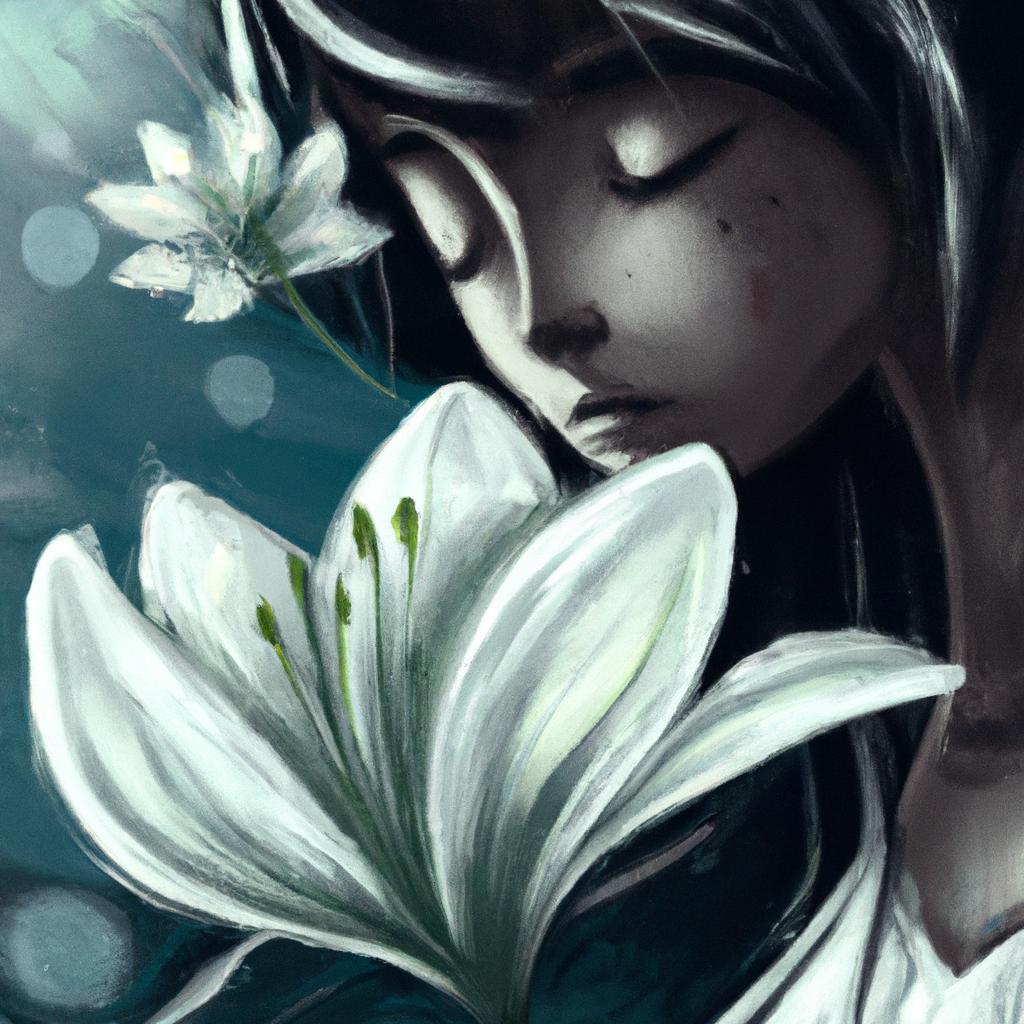 Imagem de capa do post "Descubra o Significado de Sonhar com Flor Branca!" com um desenho digital