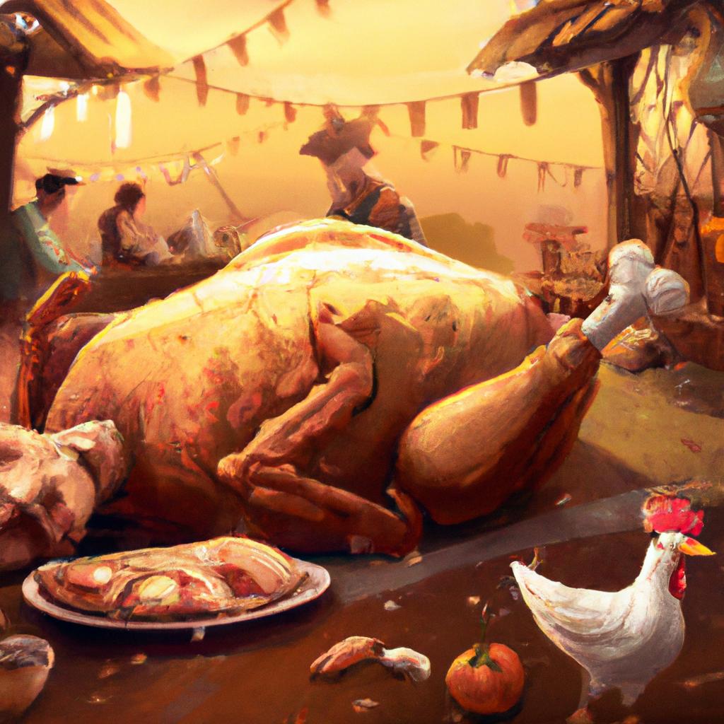 Imagem de capa do post "Significado de Sonhar com Galinha Assada: Desvende o Mistério!" com um desenho digital