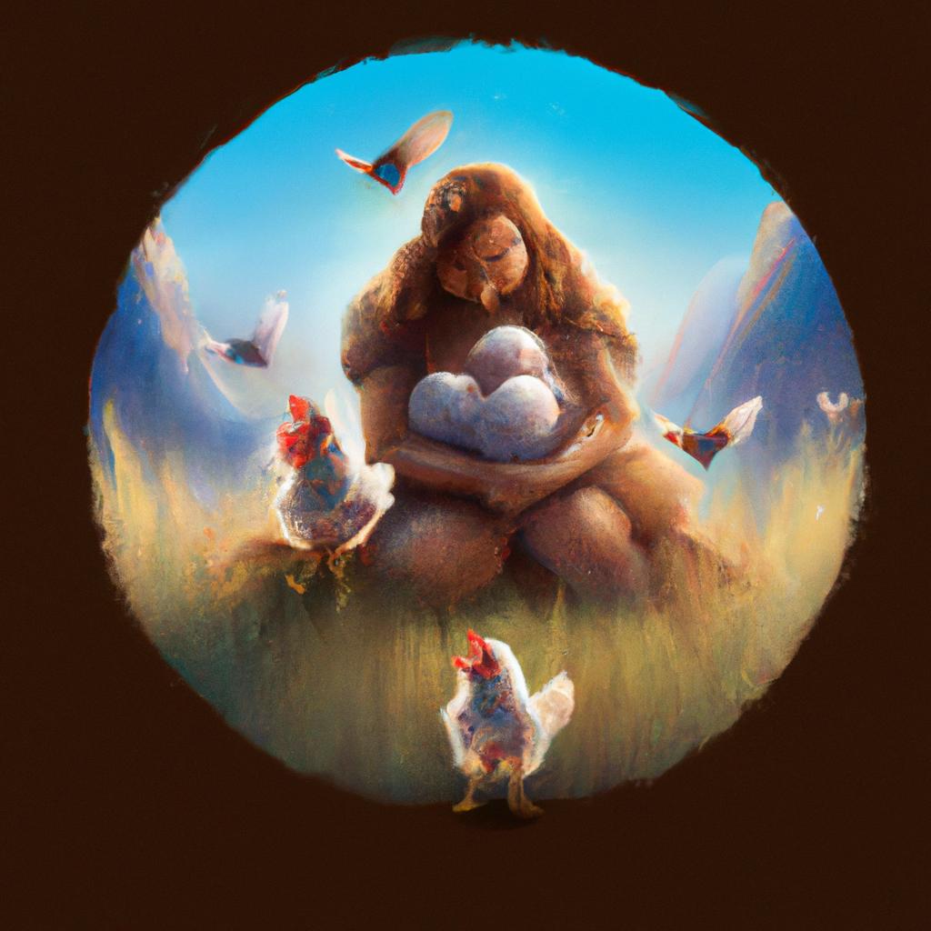 Imagem de capa do post "Descubra o Significado de Sonhar com Galinha e Seus Filhotes!" com um desenho digital