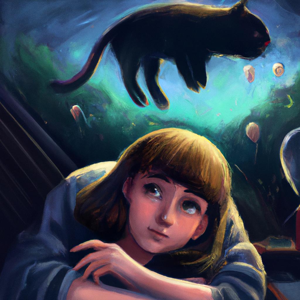 Imagem de capa do post "Descubra o Significado de Sonhar com Gato Preto Filhote!" com um desenho digital