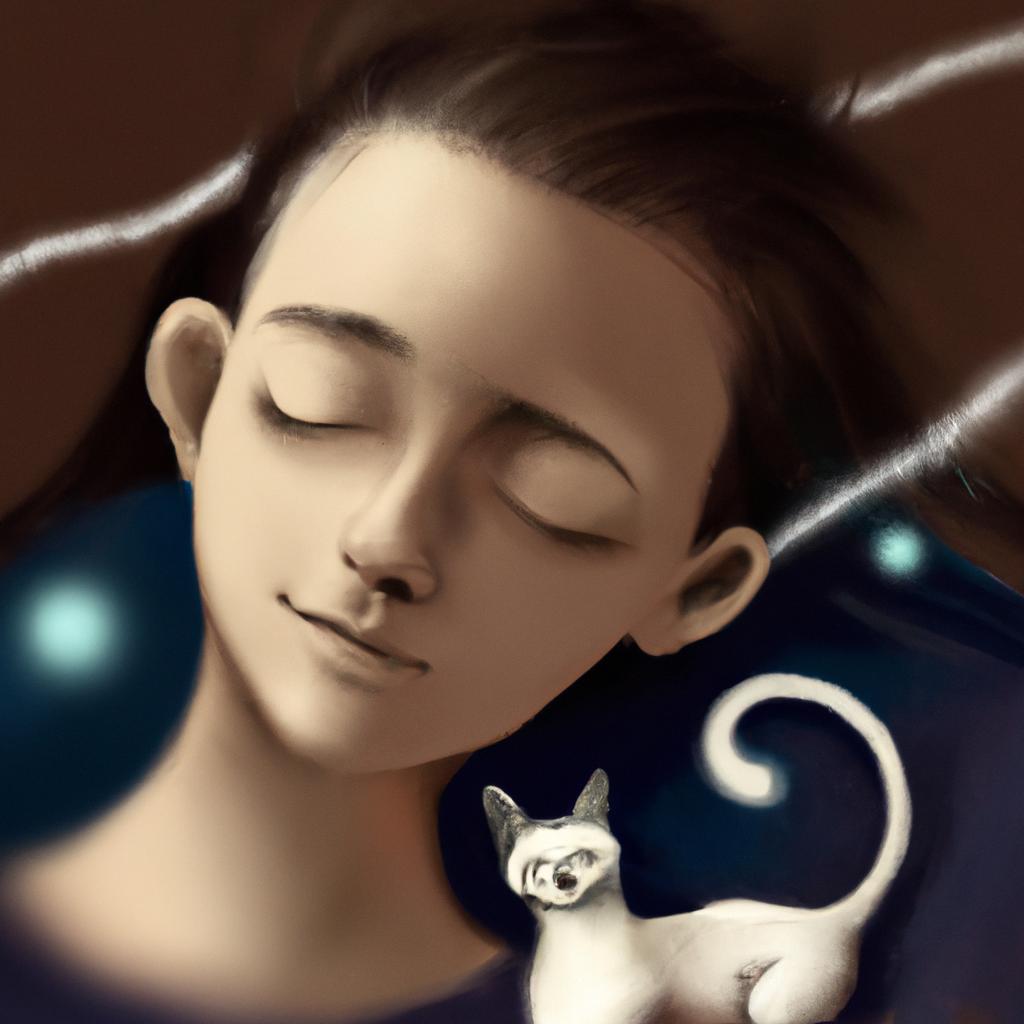 Imagem de capa do post "Descubra o Significado de Sonhar com Gato Siames!" com um desenho digital