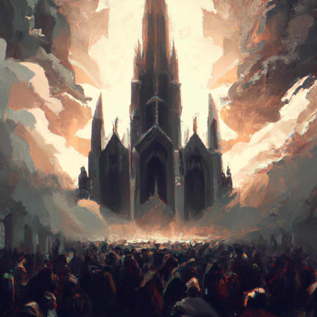 Imagem de capa do post "Descubra o Significado de Sonhar com Igreja Cheia de Pessoas!" com um desenho digital