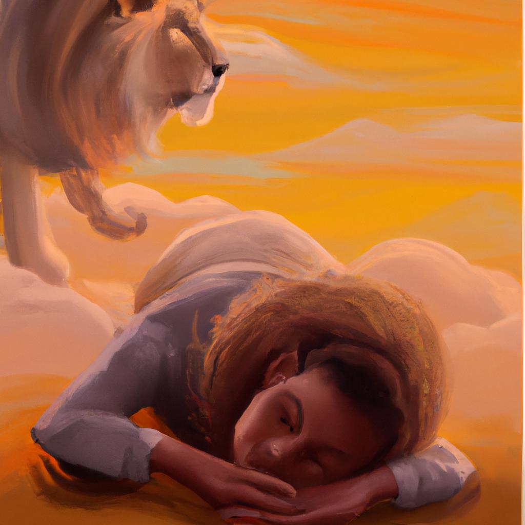 Imagem de capa do post "Descubra o Significado de Sonhar com Leão Ferido!" com um desenho digital