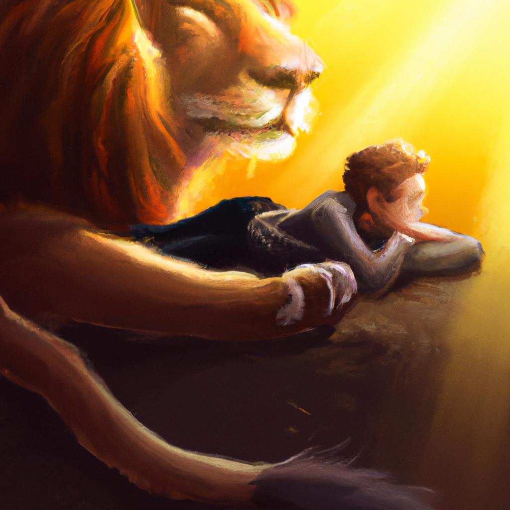 Imagem de capa do post "Descubra o Que Significa Sonhar com Leão Grande!" com um desenho digital