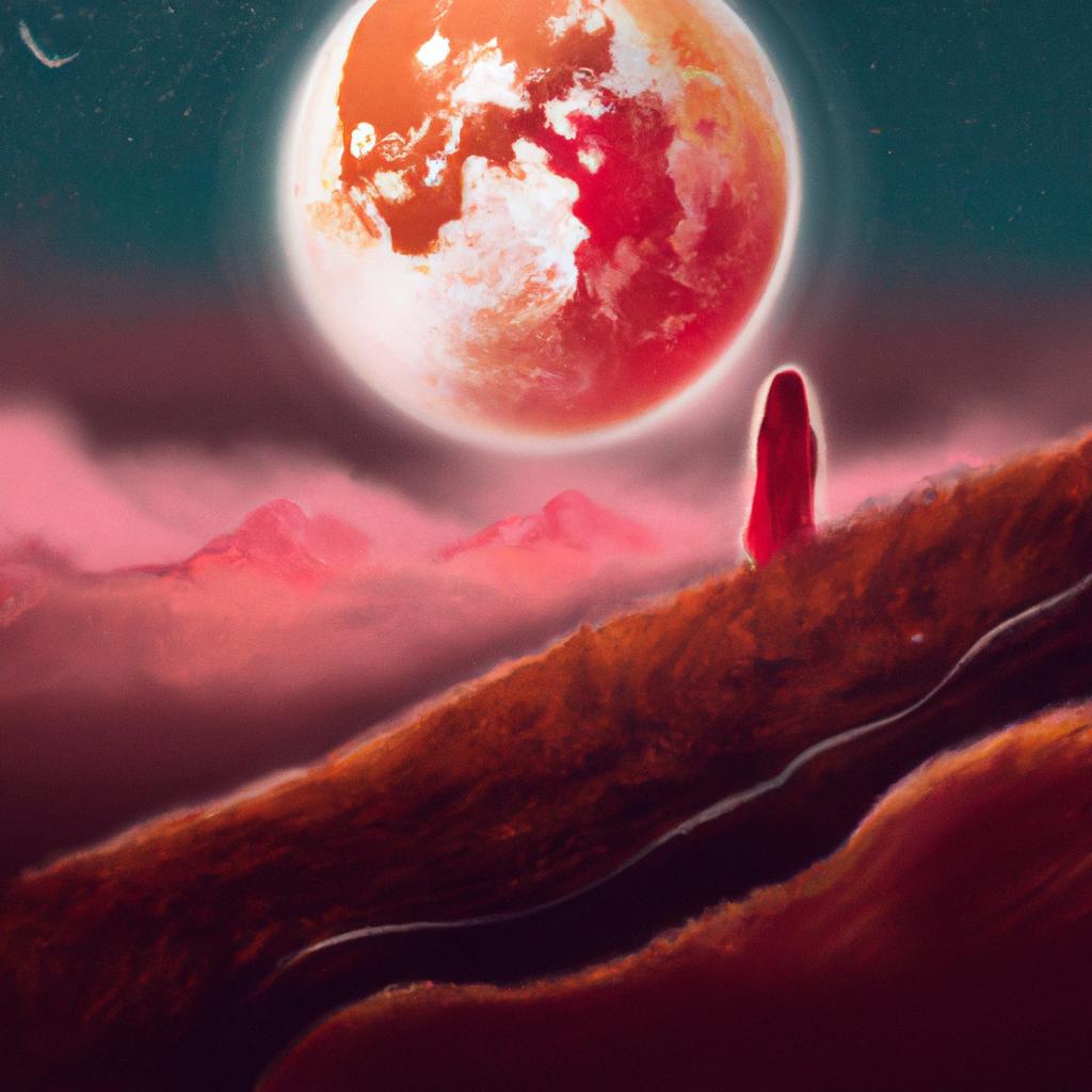 Imagem de capa do post "Descubra o Significado de Sonhar com Lua Vermelha!" com um desenho digital