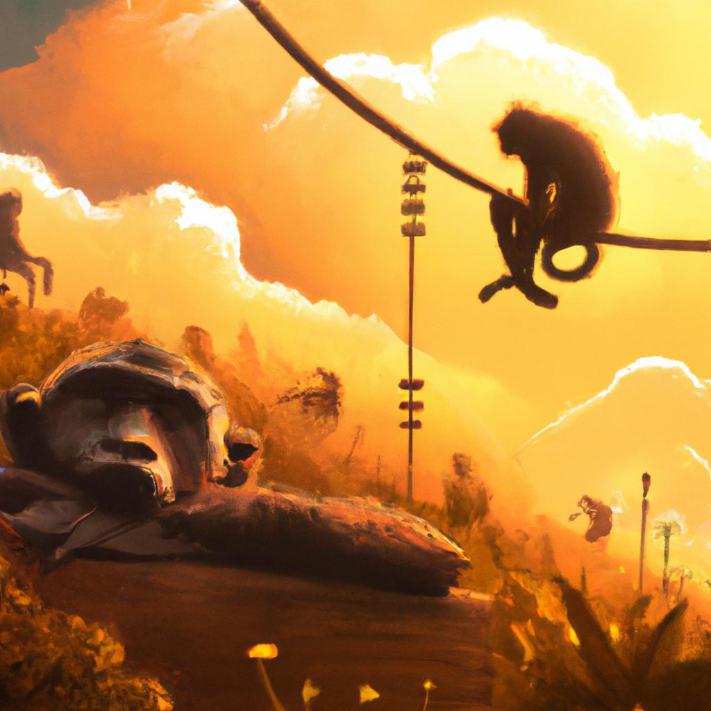 Imagem de capa do post "Descubra o Significado de Sonhar com Macacos Brincando!" com um desenho digital