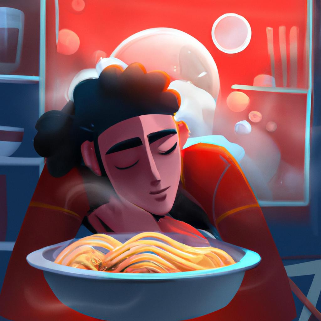 Imagem de capa do post "Sonhar com Macarrão com Molho: O Significado Revelado!" com um desenho digital