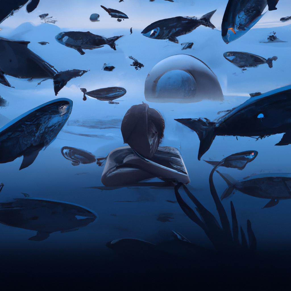 Imagem de capa do post "Descubra o Que Significa Sonhar com Mar Cheio de Peixes!" com um desenho digital