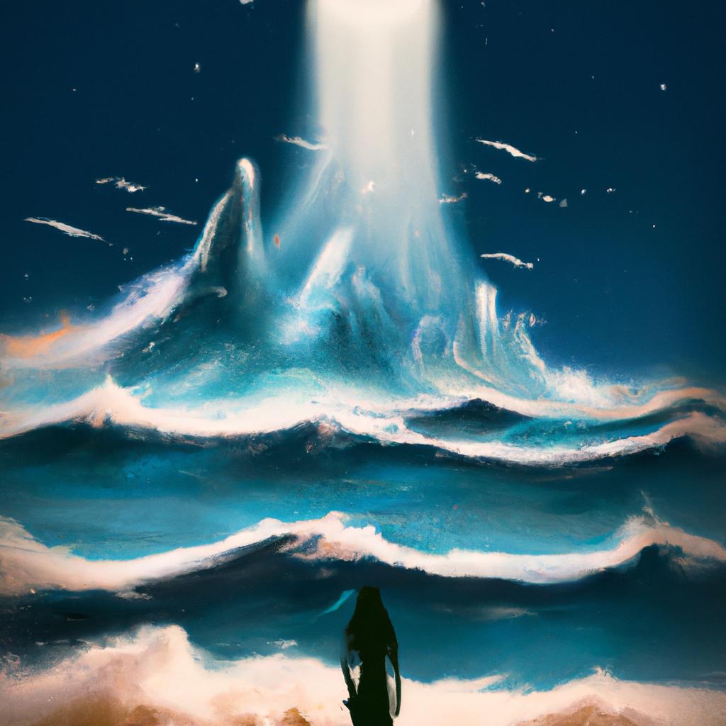 Imagem de capa do post "Descubra o Significado de Sonhar com Mar de Ondas Grandes!" com um desenho digital