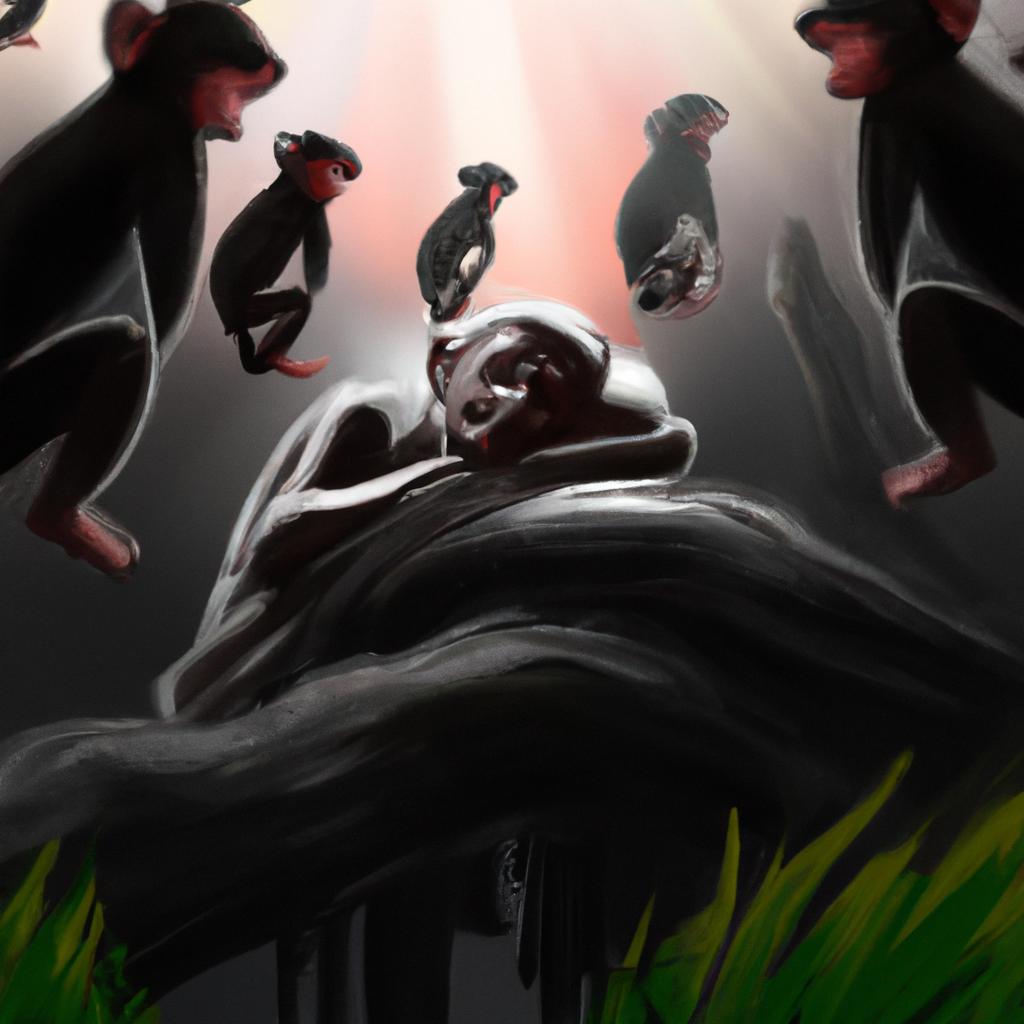 Imagem de capa do post Descubra o Significado de Sonhar com Muitos Macacos Pretos com um desenho digital