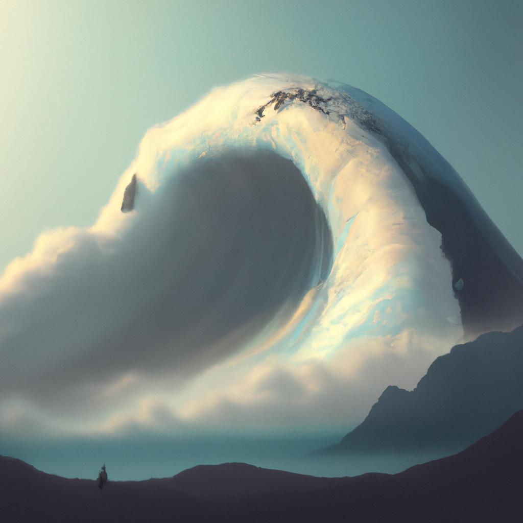 Imagem de capa do post "O Significado por Trás do Sonho com Onda Gigante Levando Pessoas" com um desenho digital