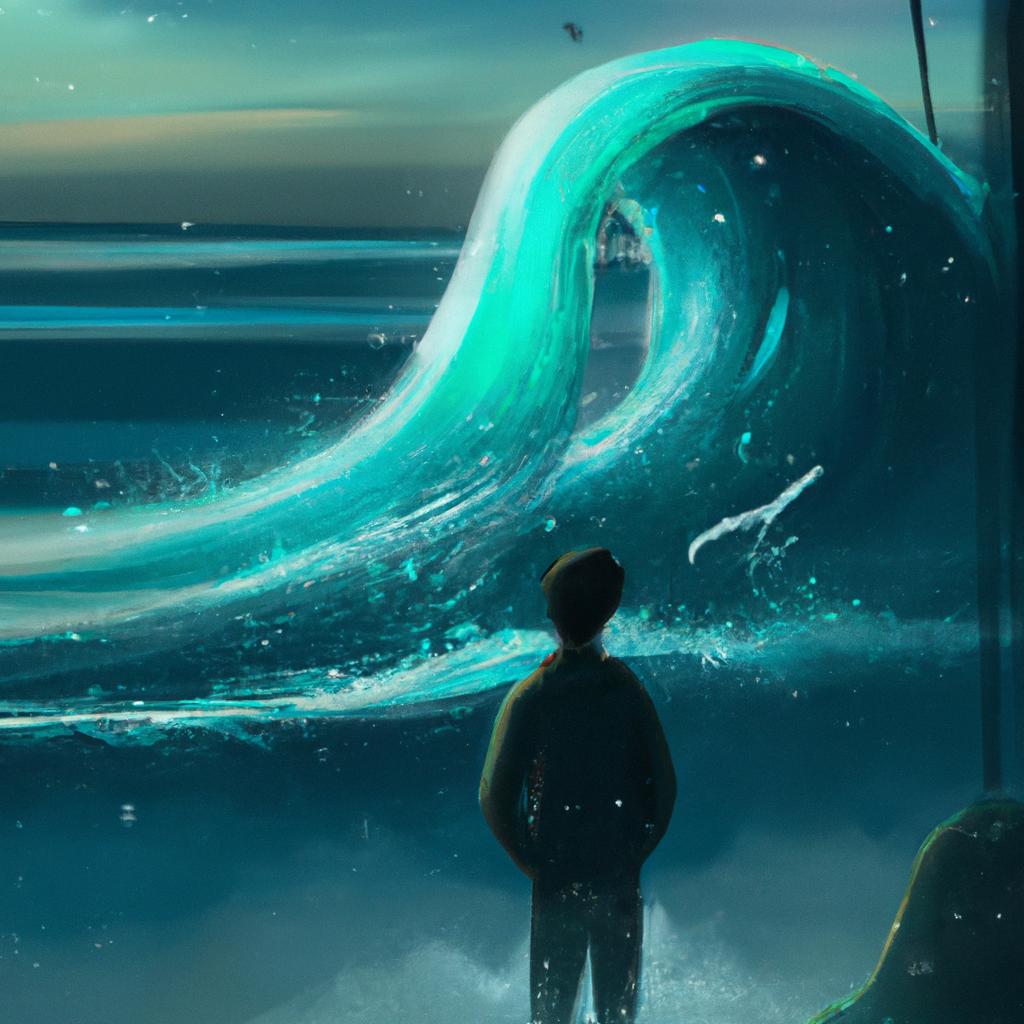 Imagem de capa do post "Descubra o Significado de Sonhar com Onda: Surpreendente Revelação!" com um desenho digital