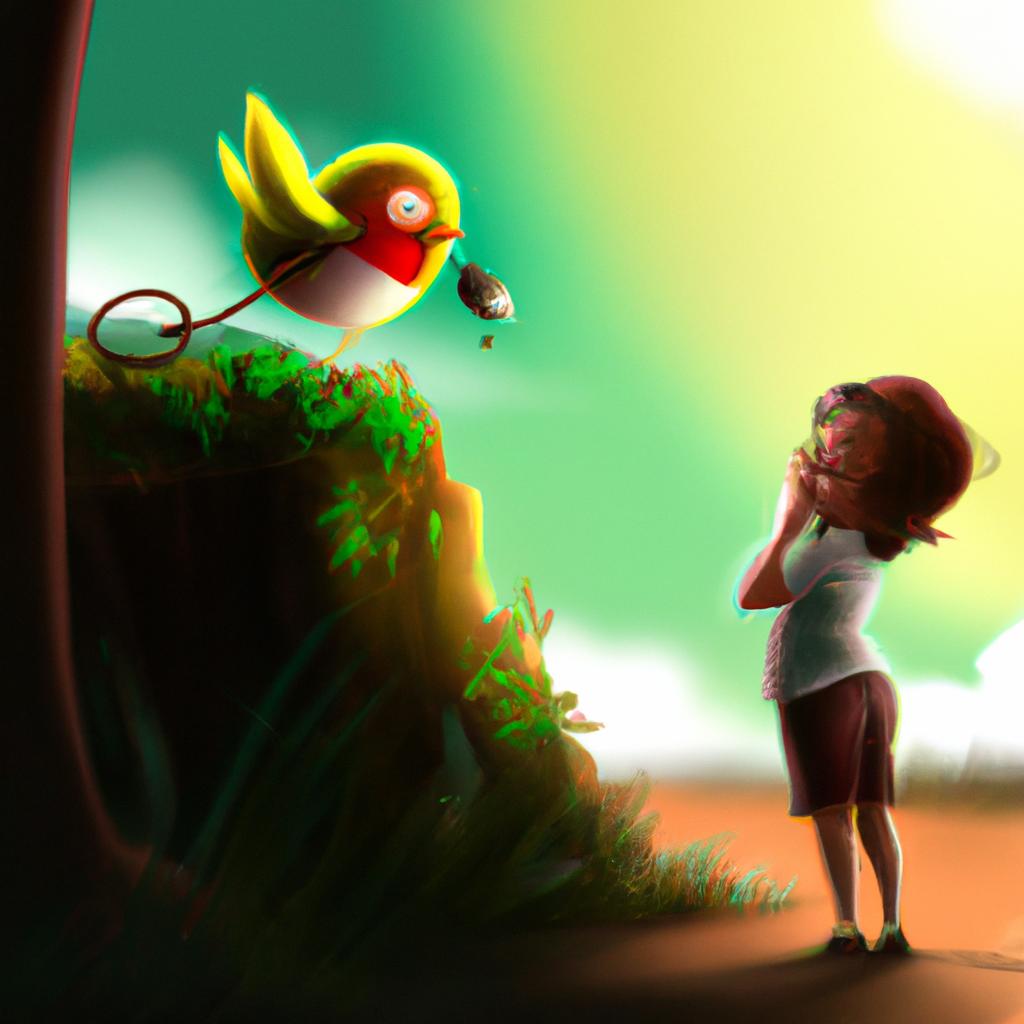 Imagem de capa do post "Sonhando com Passarinho Falando: Descubra o Seu Significado!" com um desenho digital