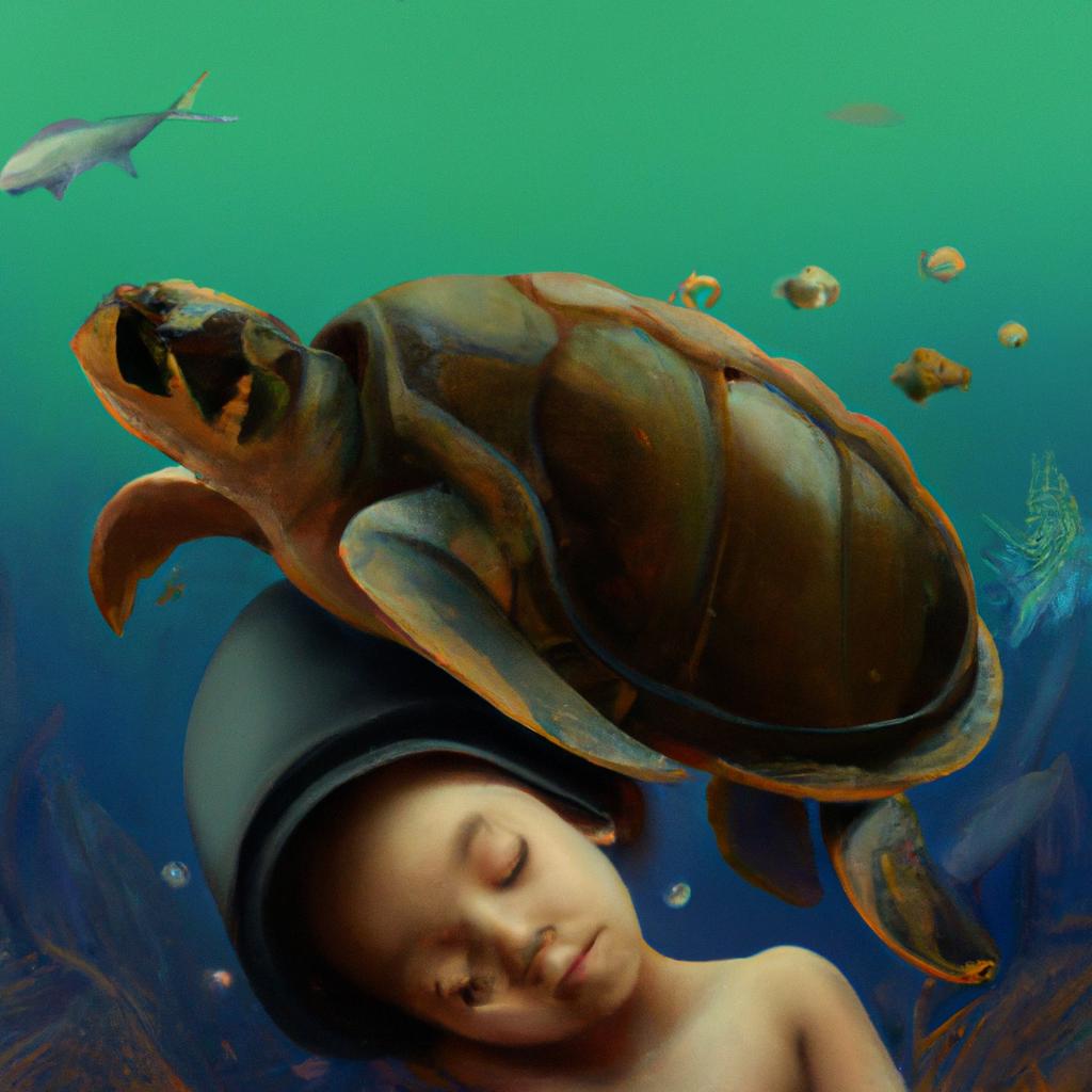 Imagem de capa do post "Sonhar com Peixe e Tartaruga: O Que Significa?" com um desenho digital