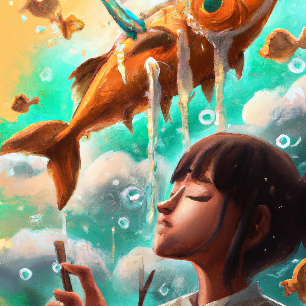 Imagem de capa do post "Sonhar com Peixe Frito: Descubra o Significado!" com um desenho digital