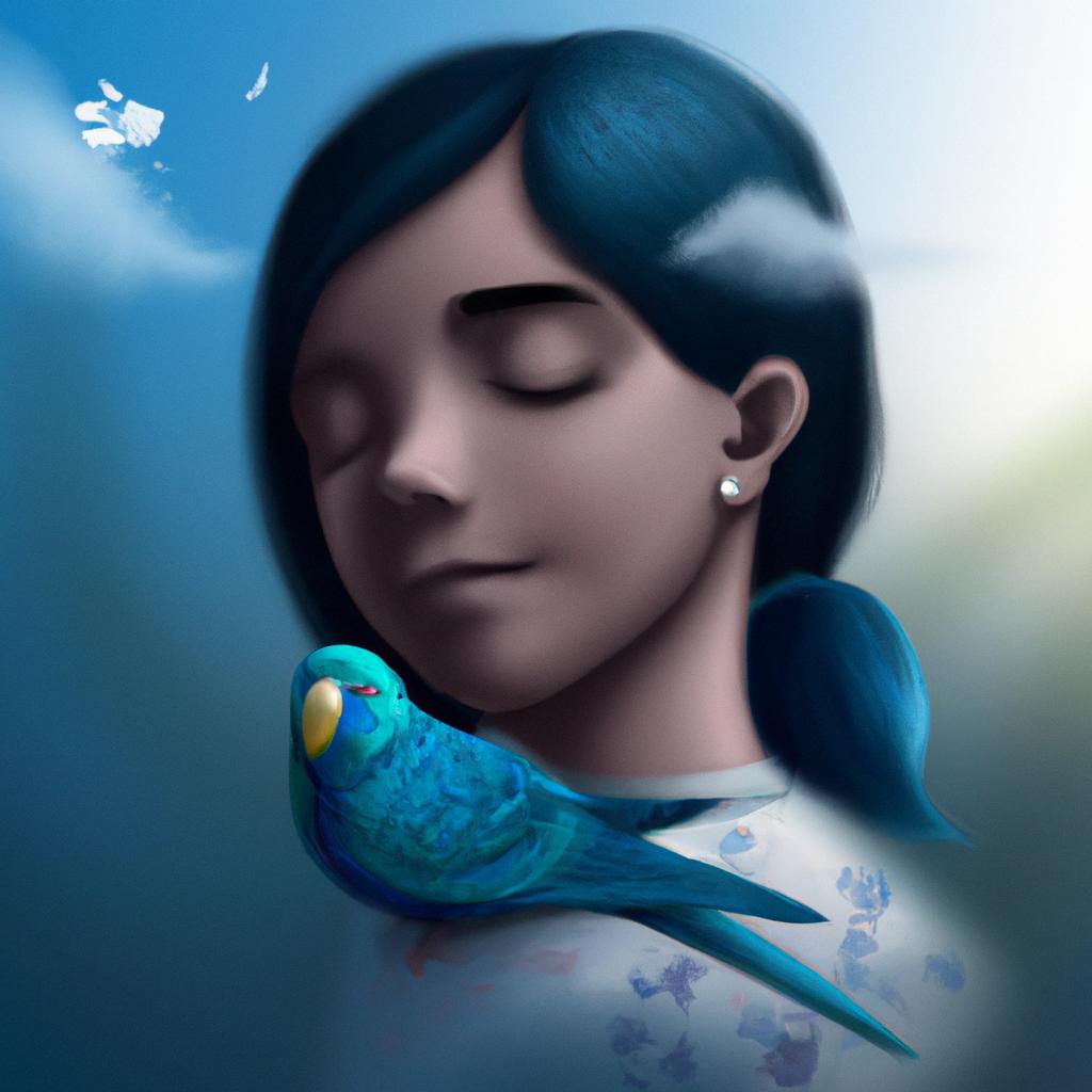 Imagem de capa do post "Descubra o Significado do Sonho com Periquito Azul!" com um desenho digital