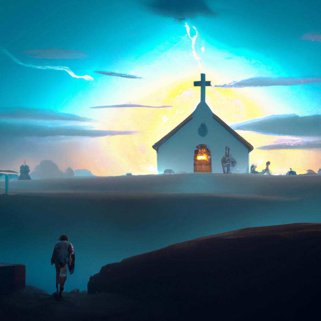 Imagem de capa do post "Descubra o Significado de Sonhar com Pessoas da Igreja!" com um desenho digital
