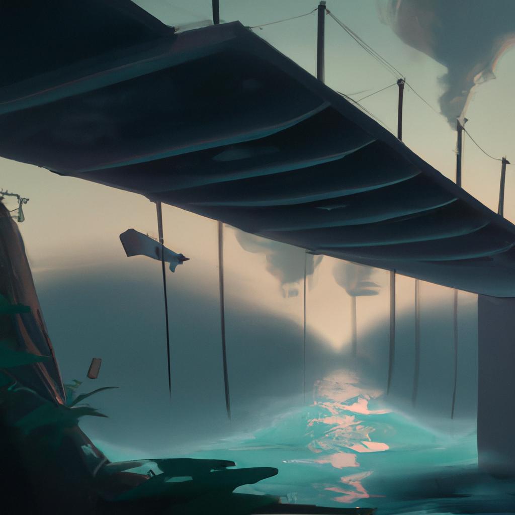 Imagem de capa do post "Descubra o Significado do Sonho de Ver uma Ponte Caindo no Rio!" com um desenho digital