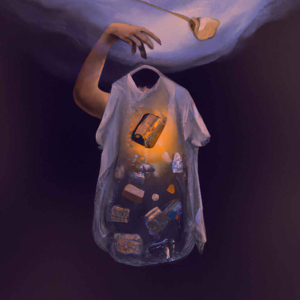 Imagem de capa do post "Descubra: O Que Significa Sonhar com Sacola de Roupas?" com um desenho digital