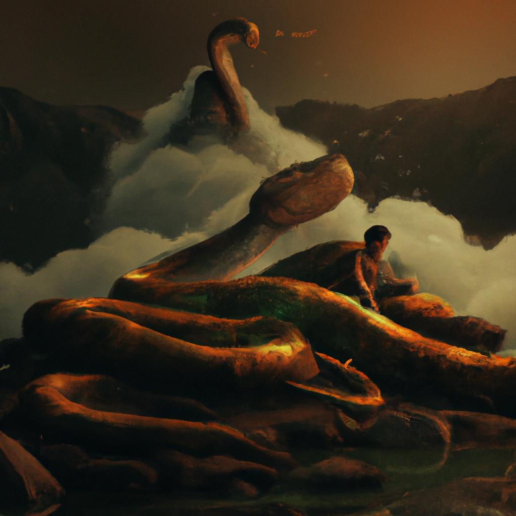 Imagem de capa do post "Descubra o Significado de Sonhar com Serpente!" com um desenho digital